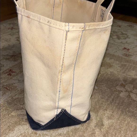 LL BEAN 80s vintage Canvas Boat and Tote Bag Blue and White Sawtooth tag - Picture 16 of 16